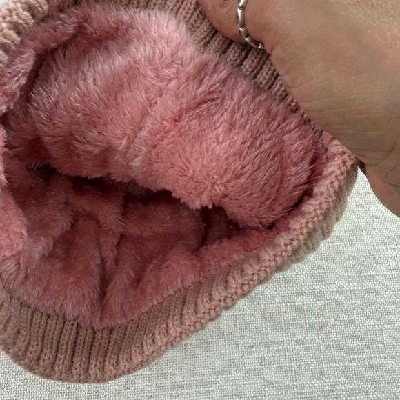 lululemon athletica Blush Cable Knit Beanie with Pom-Pom